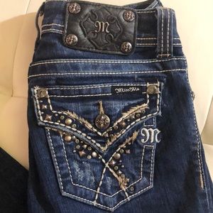Miss me jeans dark wash denim crystal stud skinny